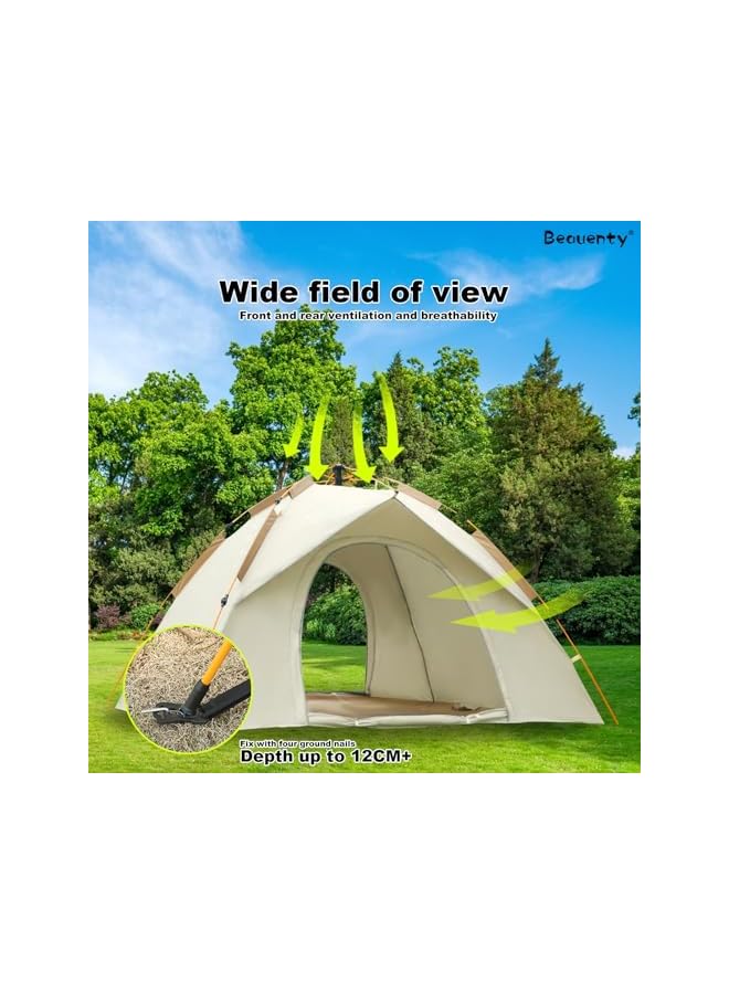 Beauenty 2-4 Persons Instant Tent For Camping, Portable Camping Tent, Automatic Camp Tent For Desert Beach Hiking Camping With Carry Bag - Image 4