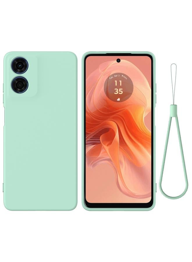 جراب هاتف Motorola Moto E14 من السيليكون السائل المقاوم للصدمات بلون نقي (أخضر)