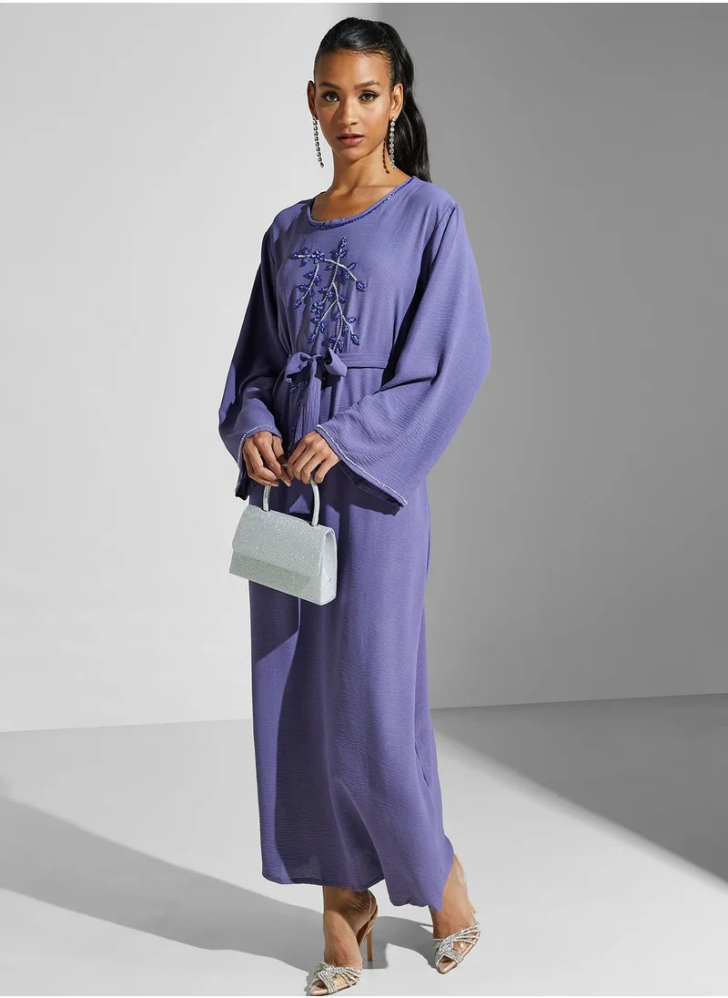 hayas closet Embellished Belted Jalabiya