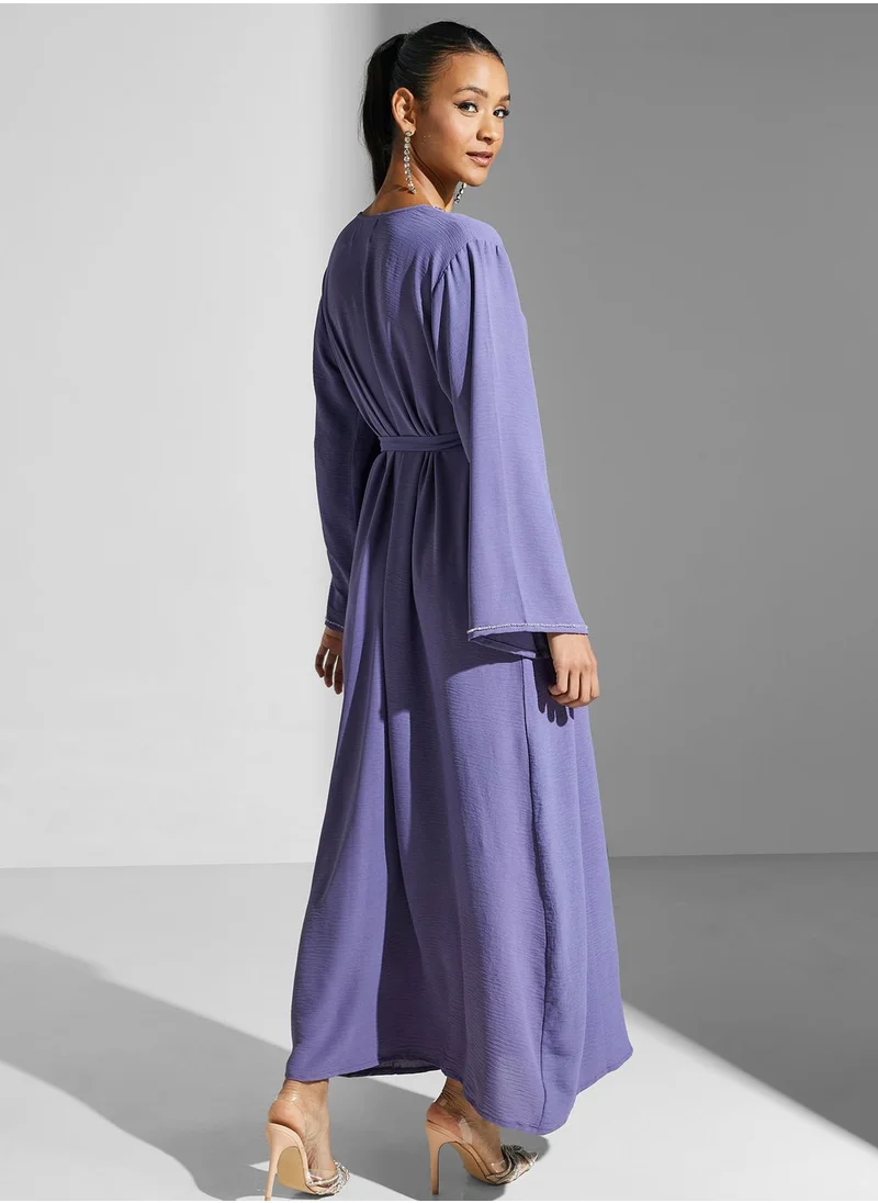 hayas closet Embellished Belted Jalabiya