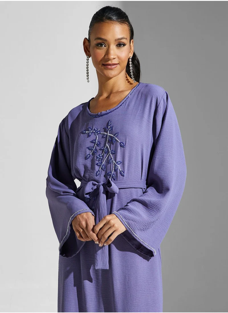 hayas closet Embellished Belted Jalabiya