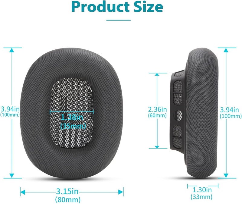 EARROCK Gel Earpads Compatible with AirPods Max Ear Cups Magnetic Ear Cushions with Silica Gel, Protein Leather, Memory Foam Black Dark Grey - Image 4