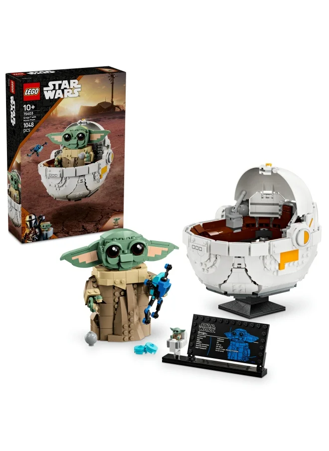 ليغو Star Wars 75403 Grogu with Hover Pram Building Toy Set, Collectible Character Figure for The Mandalorian TV Show Fans, Display Gift Idea for 10+ Year Old Boys & Girls (1048 pieces)