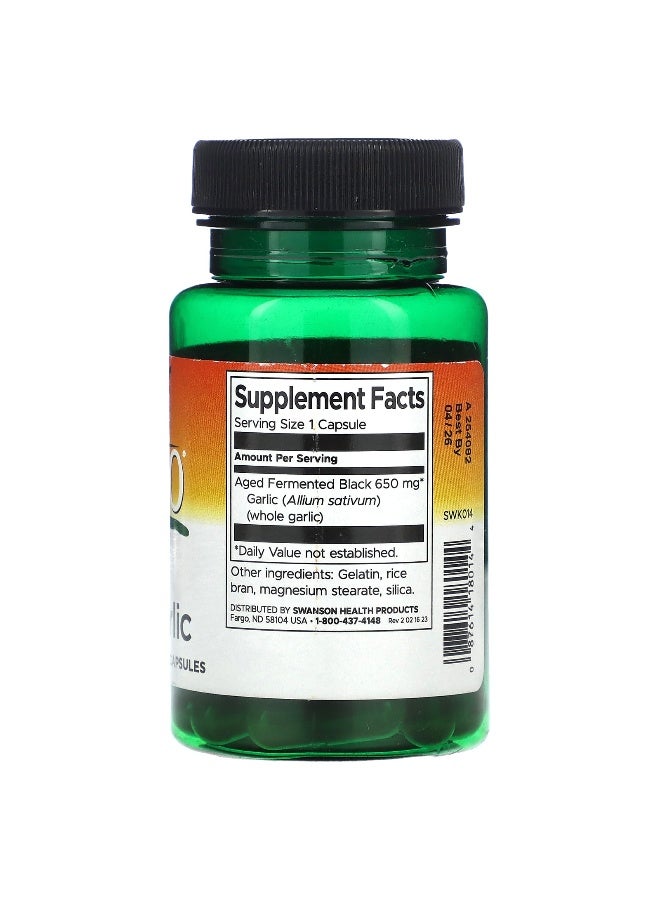 Swanson, Kyoto, Aged Black Garlic, 650 mg, 30 Capsules - Image 2
