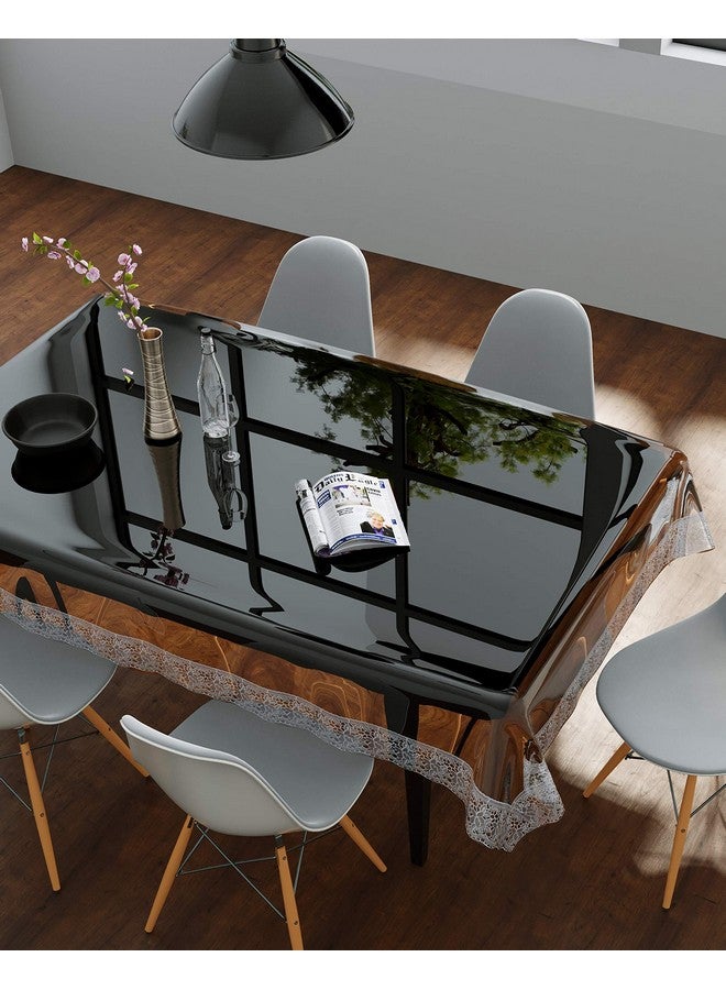 Clasiko Rectangular PVC Table Cover 6 Seaters (Transparent with Silver Lace, 60X90-Inch, 30 Mm) - Image 4