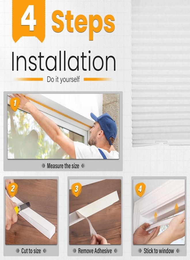 Touri 6 Packs Cordless Pleated Light Filtering Window Shade 36 in x 72 in Easy to Cut and Install, White, Paper Blinds with 12 Clips - Image 4