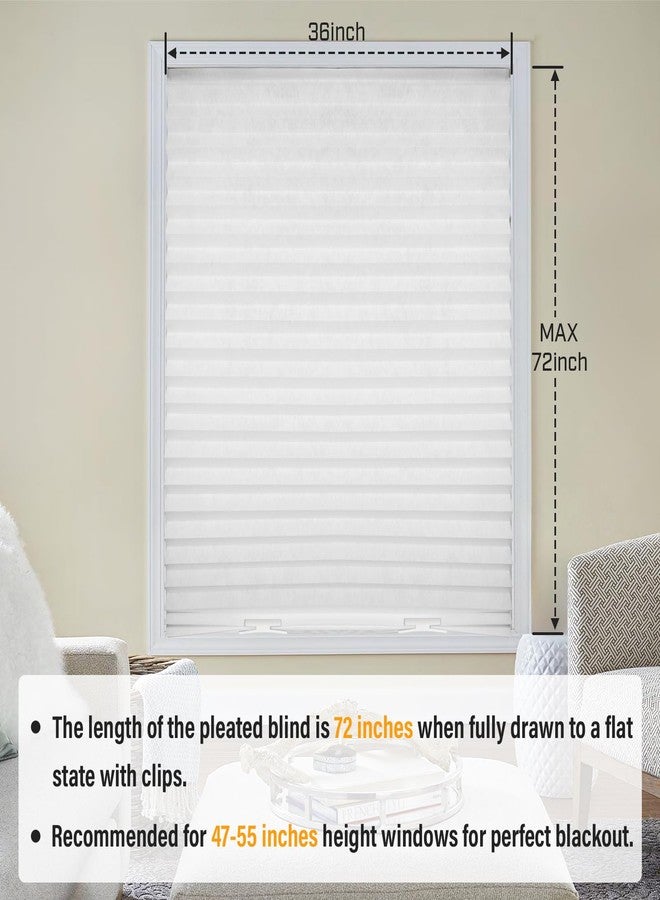 Touri 6 Packs Cordless Pleated Light Filtering Window Shade 36 in x 72 in Easy to Cut and Install, White, Paper Blinds with 12 Clips - Image 3