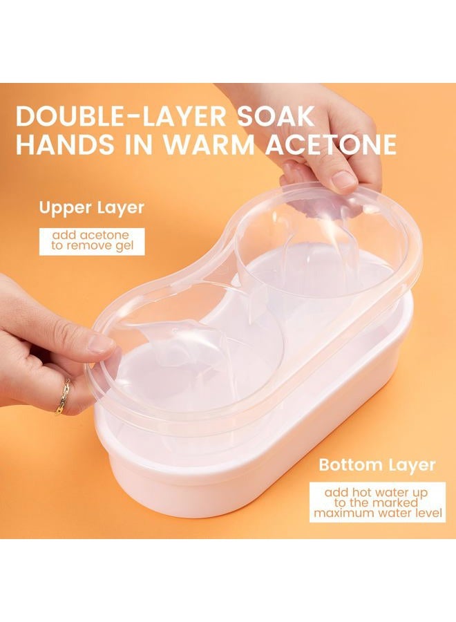 Wilfniee Acetone Proof Double Nail Soak Bowl : Soak Off Gel Nail Polish Remover Bowl - Reduce Soaking Time By Half Nail Salon Manicure Bowl (D2-White) - Image 3