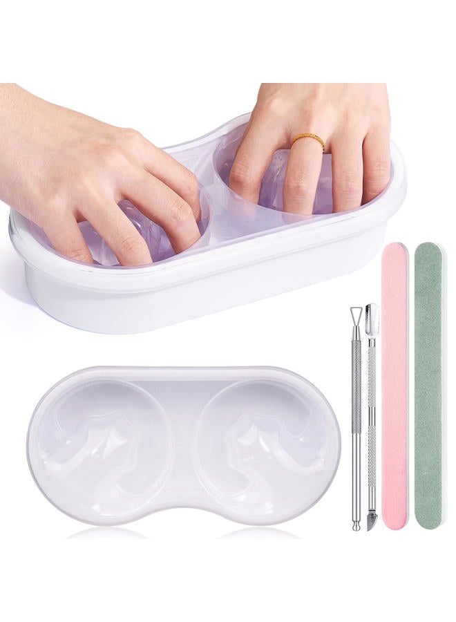Wilfniee Acetone Proof Double Nail Soak Bowl : Soak Off Gel Nail Polish Remover Bowl - Reduce Soaking Time By Half Nail Salon Manicure Bowl (D2-White) - Image 1