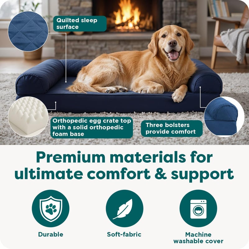 Furhaven Pet Dog Bed | Orthopedic Quilted Traditional Sofa-Style Living Room Couch Pet Bed w/Removable Cover for Dogs & Cats, Toasted Brown, Jumbo - Image 5