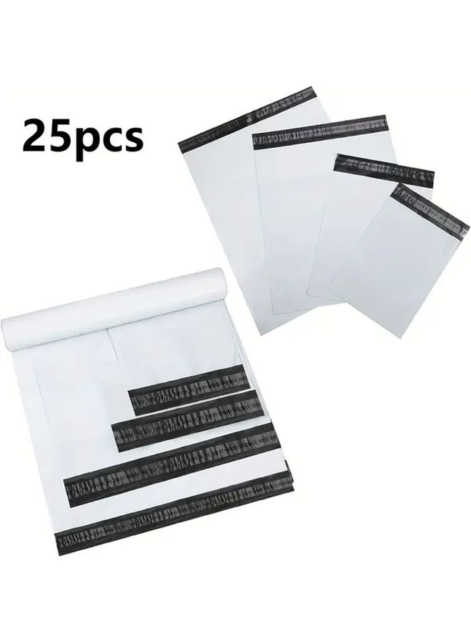 25 Pcs White Polyethylene Self Adhesive Mailers 11 81x16 54in Express Shipping Envelopes - Image 1