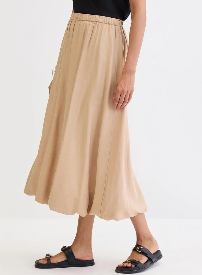 Femmella  Femmella Beige Bubble Hem Midi Skirt for Women | Best Price UAE