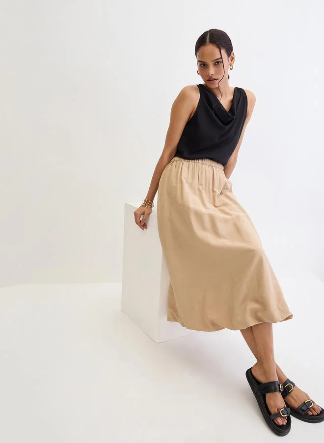 Femmella  Femmella Beige Bubble Hem Midi Skirt for Women | Best Price UAE