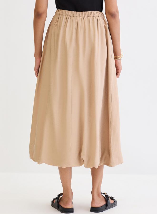 Femmella Beige Bubble Hem Midi Skirt - Image 2