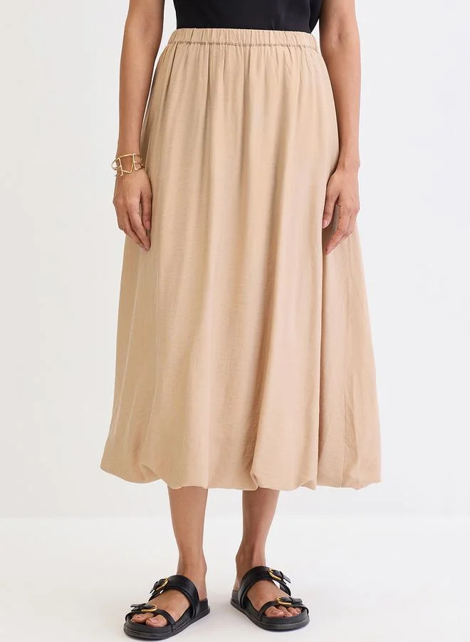 Femmella Beige Bubble Hem Midi Skirt