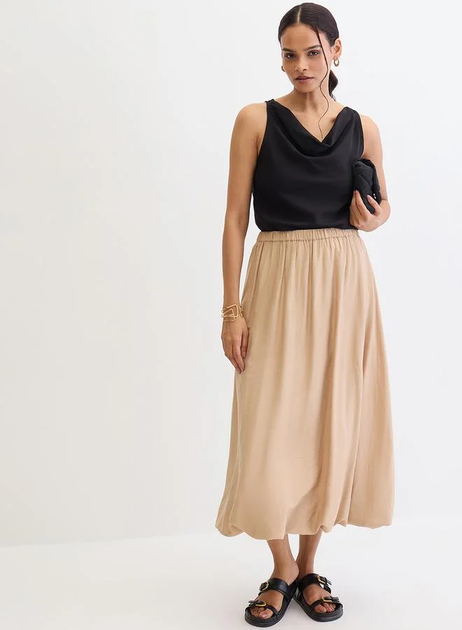 Femmella  Femmella Beige Bubble Hem Midi Skirt for Women | Best Price UAE