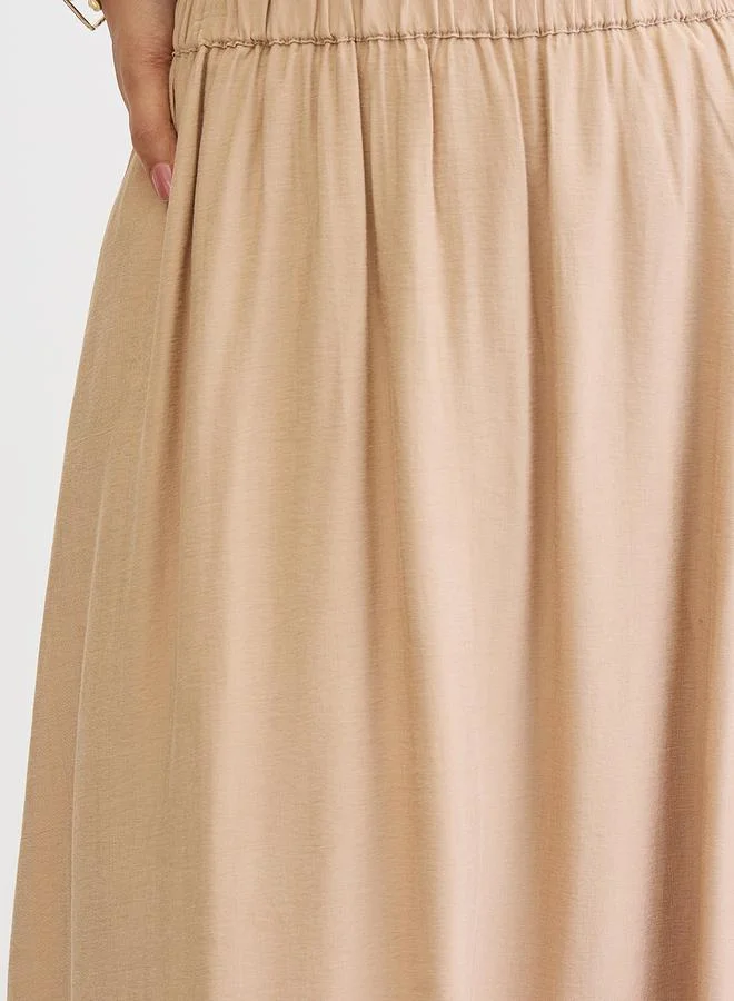 Femmella  Femmella Beige Bubble Hem Midi Skirt for Women | Best Price UAE