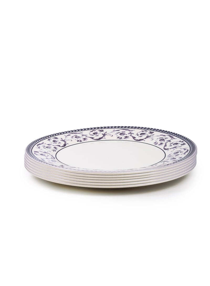 Claytan Callista Floral Pattern 8.2 inch Ceramic Salad Plate (White, Set Of 6) - Image 2