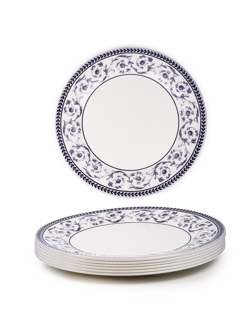 Claytan Callista Floral Pattern 8.2 inch Ceramic Salad Plate (White, Set Of 6) - Image 1