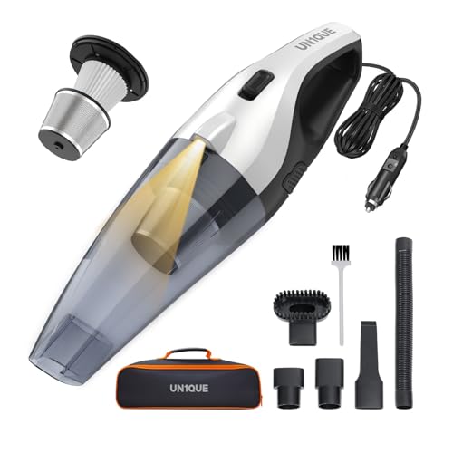 UN1QUE Vacuum Cleaner for Car Use with DC 12V & LED Light Car Vacuum 4m Power Cord 6000pa Powerful Suction, HEPA & Stainless Steel Filter, Only for Car Cigarette Lighter Use, No Battery - Image 1