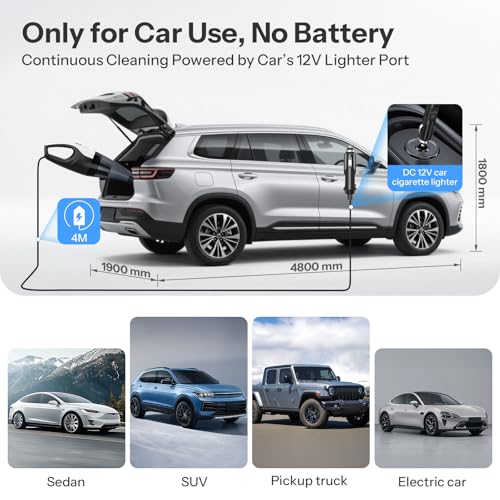 UN1QUE Vacuum Cleaner for Car Use with DC 12V & LED Light Car Vacuum 4m Power Cord 6000pa Powerful Suction, HEPA & Stainless Steel Filter, Only for Car Cigarette Lighter Use, No Battery - Image 2