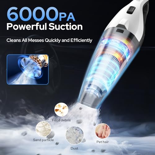 UN1QUE Vacuum Cleaner for Car Use with DC 12V & LED Light Car Vacuum 4m Power Cord 6000pa Powerful Suction, HEPA & Stainless Steel Filter, Only for Car Cigarette Lighter Use, No Battery - Image 5