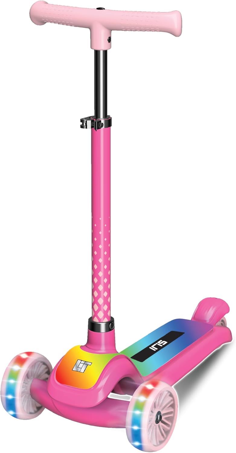 Lit IRIS 3 wheel Scooter Pink LT-7010-PNK |Adjustable Handlebar|Stable Three-Wheel Ride for Kids Ages 3-8