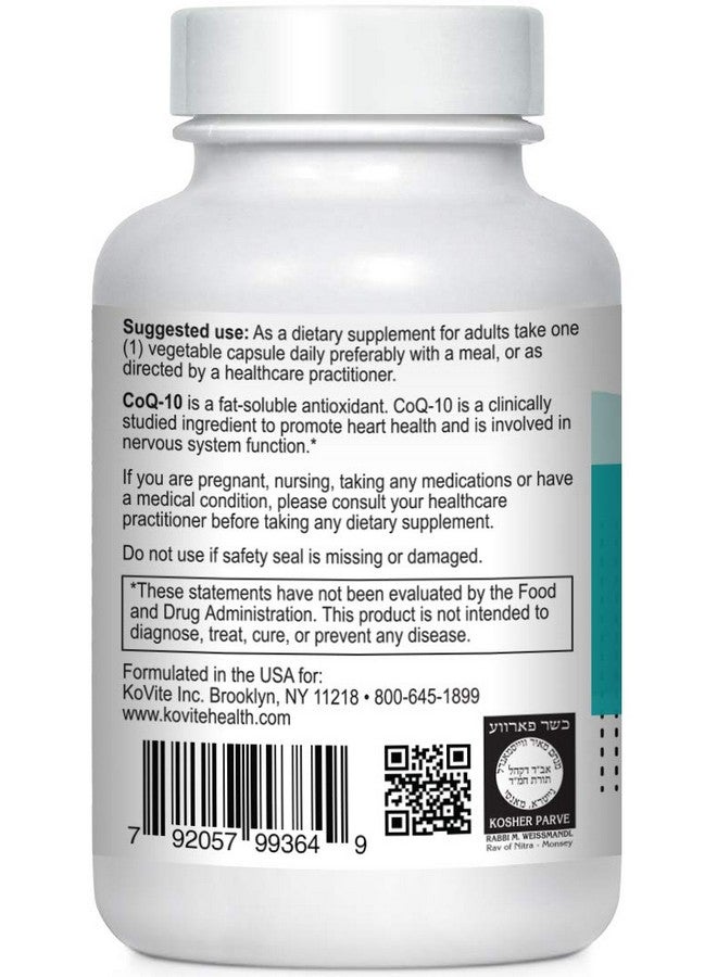 Kovite CoQ-10 Coenzyme Q-10 200 Mg 60 Vegetable Capsules - Vegetarian and Kosher - Image 3