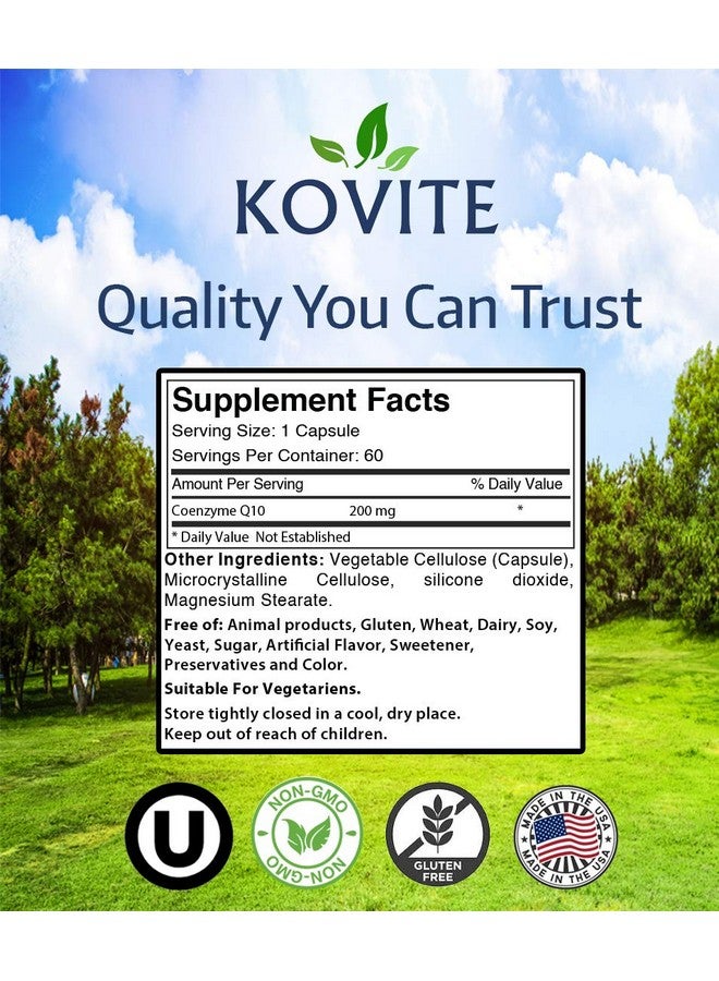 Kovite CoQ-10 Coenzyme Q-10 200 Mg 60 Vegetable Capsules - Vegetarian and Kosher - Image 5