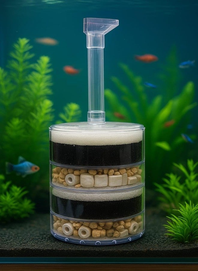 Rizopets Aquarium Sponge Filter, Dual Layer Carbon and Ceramic Media, Stackable Design - Image 1