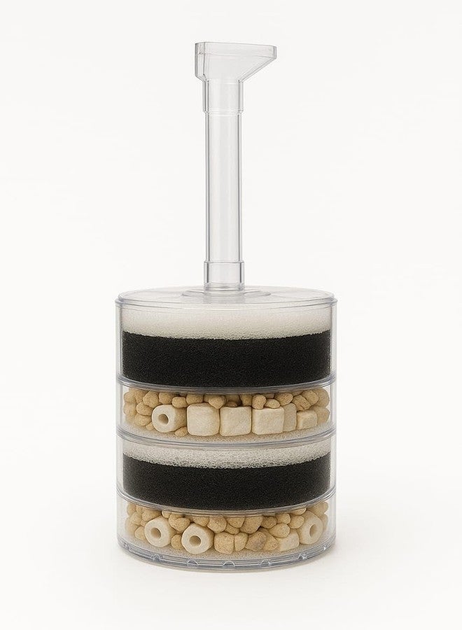 Rizopets Aquarium Sponge Filter, Dual Layer Carbon and Ceramic Media, Stackable Design - Image 2