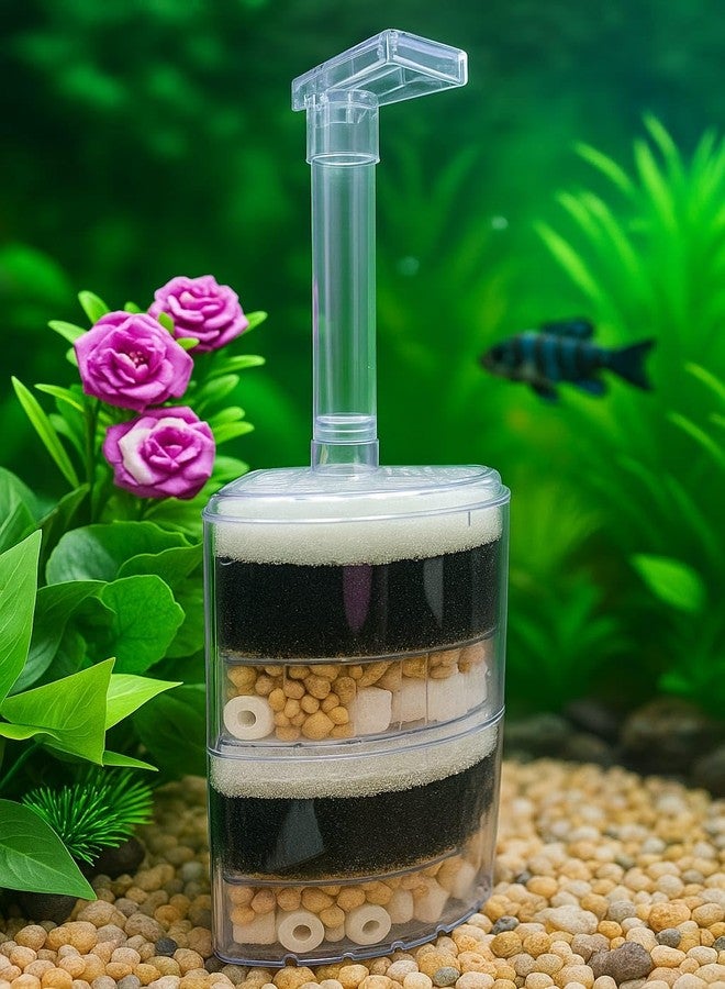 Rizopets Aquarium Sponge Filter, Dual Layer Carbon and Ceramic Media, Stackable Design - Image 4