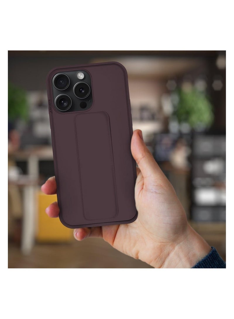 iPhone 16 Pro Case Cover Finger Grip holder Phone Car Magnetic Multi-function Shockproof Protective Case Two-in-one Phone holder Case in maroon - Image 4
