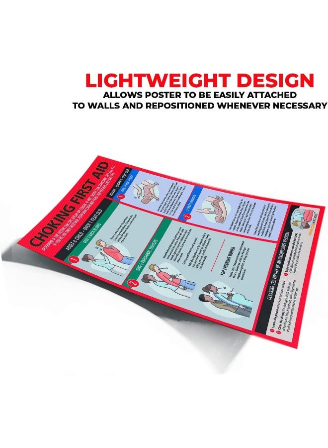 Safety Supply Mart ملصق ضحية الاختناق للسلامة مقاس 12" × 18"، ملصق الإسعافات الأولية للاختناق للأطفال والرضع والحوامل والبالغين، دليل الإسعافات الأولية كمرجع سريع، مغلف - Image 3