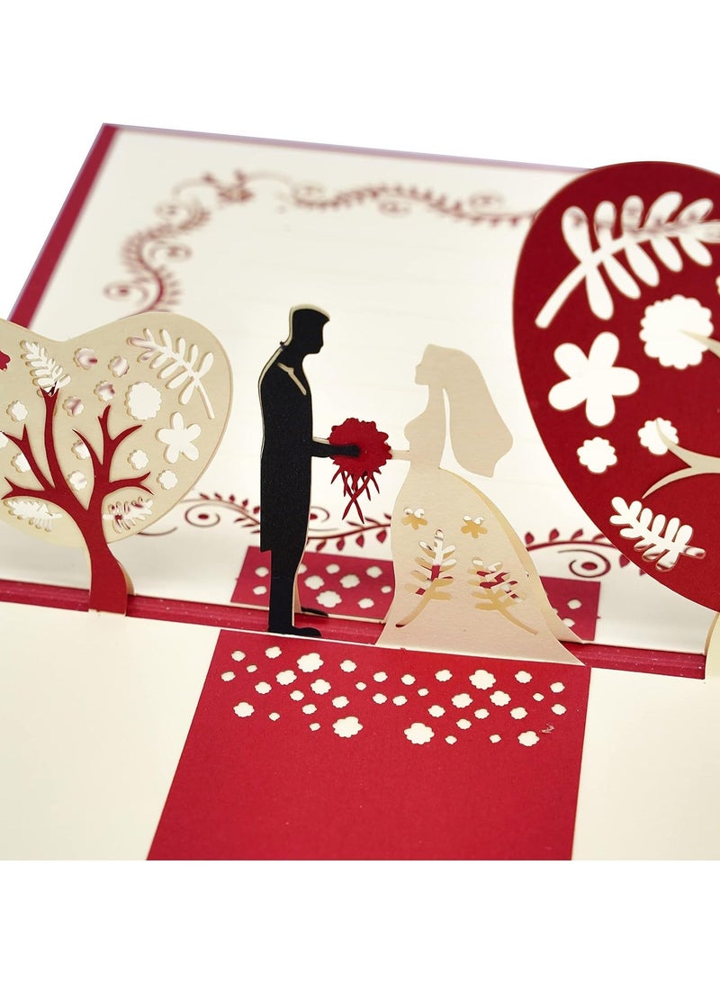 Wedding Pop Up Card, Handmade 3D Greeting Cards with Romantic Bride  Groom Design, For Wedding Party, Engagement, Anniversary, Surprising Present for Couple, Wife or Husband - Image 4