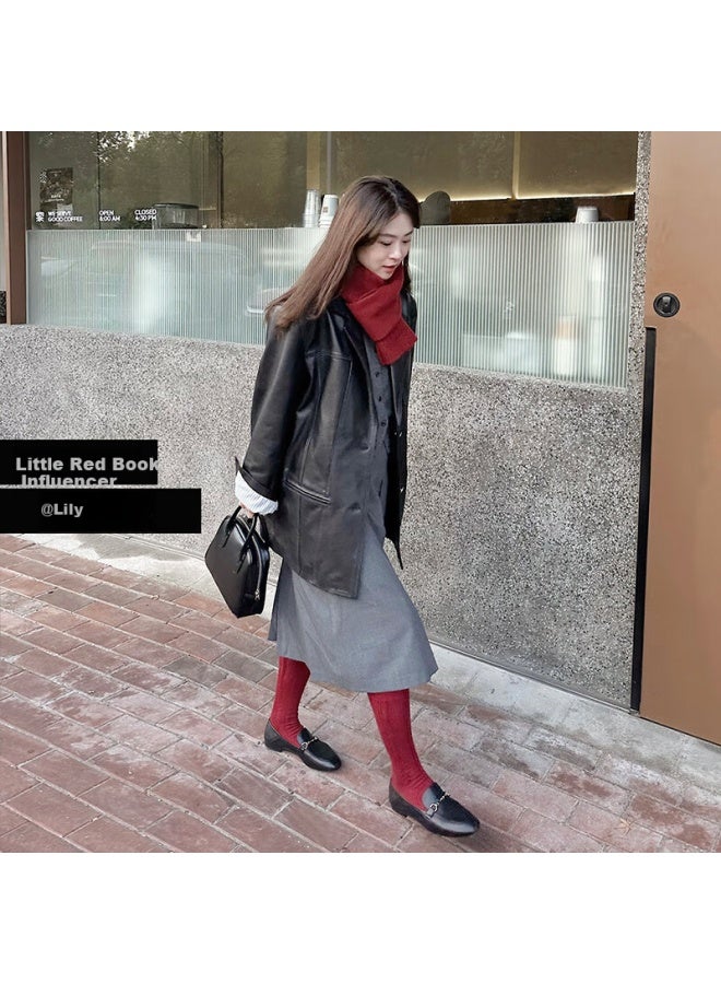 Pt'son أحذية لوفر نسائية من جلد الغنم مع مشبك Horsebit طراز بريطاني مريحة مريحة كلاسيكية للتنقل أحذية مسطحة للنساء أسود 34 - Image 2
