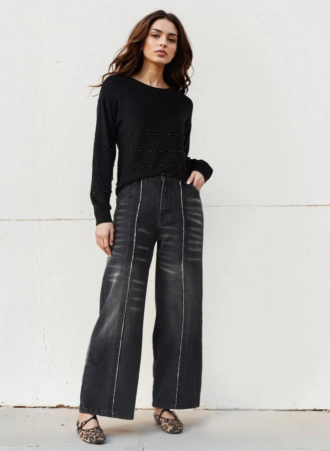 2Xtremz 2Xtremz Frayed Seam Wide Leg Jeans