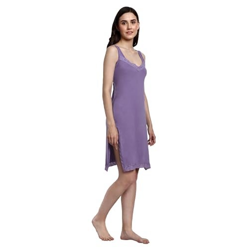 BLAZON Women's Cotton Hosiery Fairy Full Slip (Lavender, XL) - Image 4