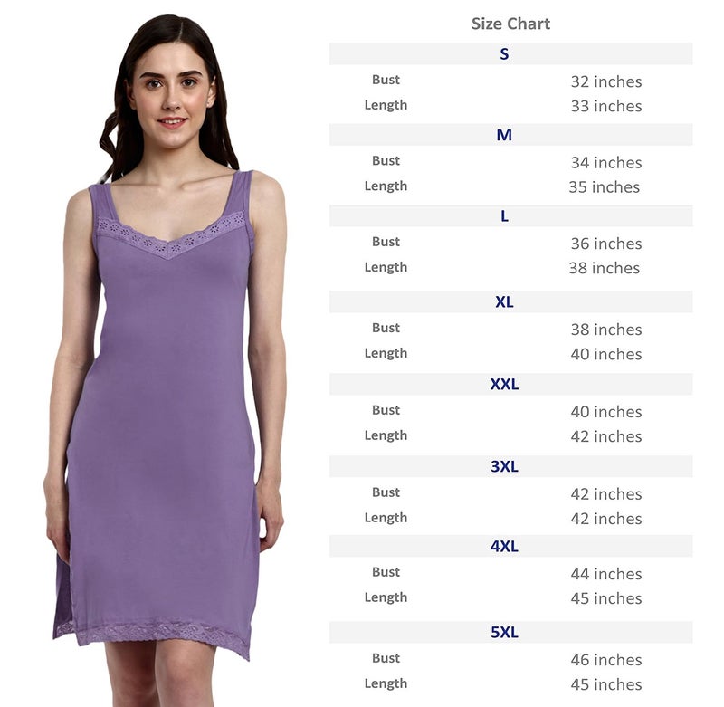 BLAZON Women's Cotton Hosiery Fairy Full Slip (Lavender, XL) - Image 2