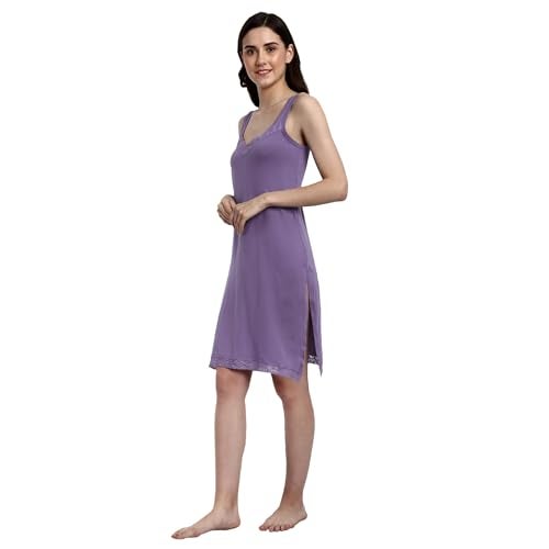 BLAZON Women's Cotton Hosiery Fairy Full Slip (Lavender, XL) - Image 3
