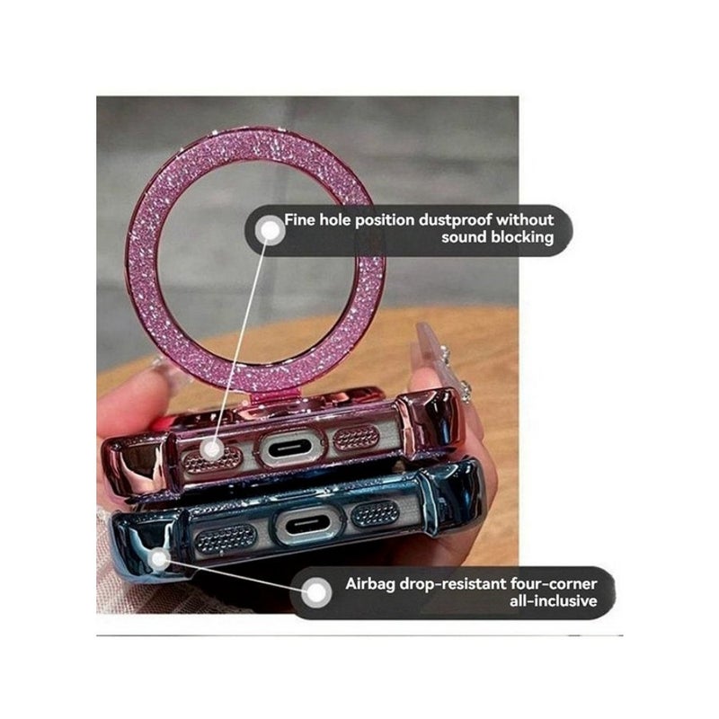 Magnetic Glitter for Xiaomi Redmi Note 15 Pro Case, Camera Lens Protector, Sparkly Stand, Makeup Mirror, Support Wireless Charging, Luxury Gradient Shockproof Xiaomi Redmi Note 15 Pro 5G Cover - Image 5