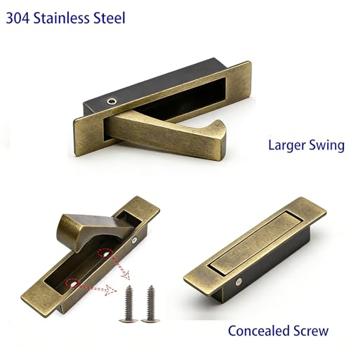 Dontay Pocket Door Pull Handle Edge Pull Professional Stainless Steel 304 Flush Mount Door Pull for Pocket Sliding Door Antique Brass 5 - Image 3