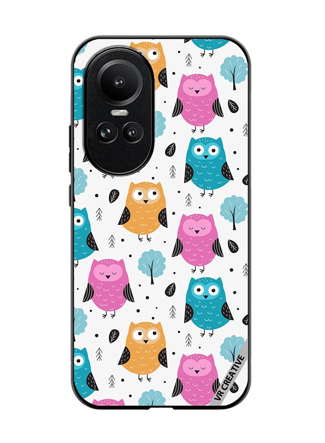 VR CREATIVE Protective Case Cover For Oppo Reno 10 Pro Owls Seamless Pattern Design Multicolour - Image 1