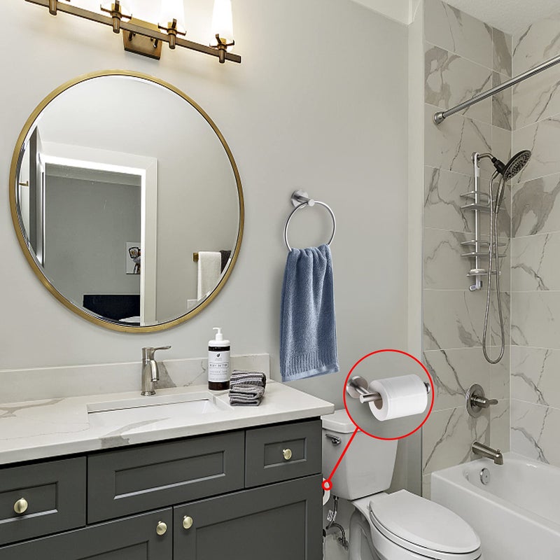 Kwanicas Brushed Nickel Toilet Paper Holder And Hand Towel Ring Set 2 Pieces Bathroom Hardware Accessories Set Sus 304 Stainless Steel Heavy Duty Wall Mounted Bathroom Holder - Image 2