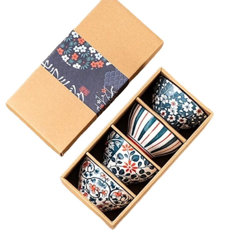 DLEST Ceramic Bowl Set of 4 300ml Capacity Microwave Dishwasher Safe Elegant Design for Serving Rice Soup Salad and Desserts Durable Stylish and Perfect for Indian Home Dining - Image 1