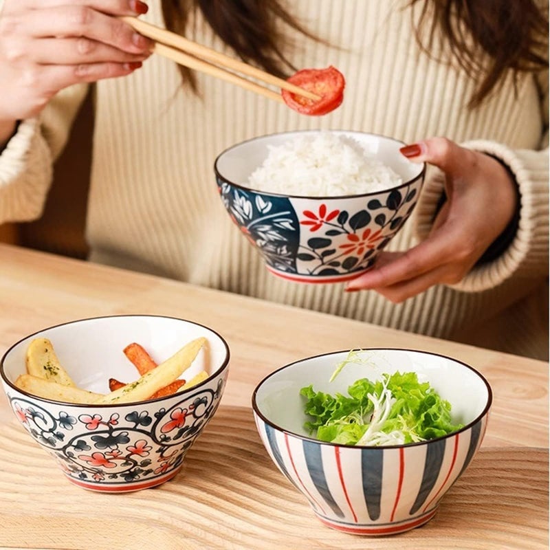 DLEST Ceramic Bowl Set of 4 300ml Capacity Microwave Dishwasher Safe Elegant Design for Serving Rice Soup Salad and Desserts Durable Stylish and Perfect for Indian Home Dining - Image 4