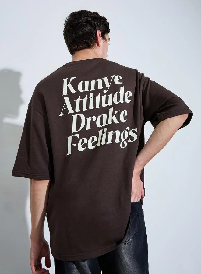 ستايلي Men Oversize Back Graphic Print Terry T-Shirt