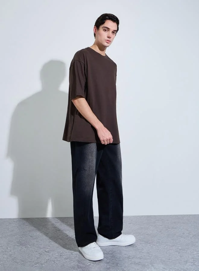 ستايلي Men Oversize Back Graphic Print Terry T-Shirt