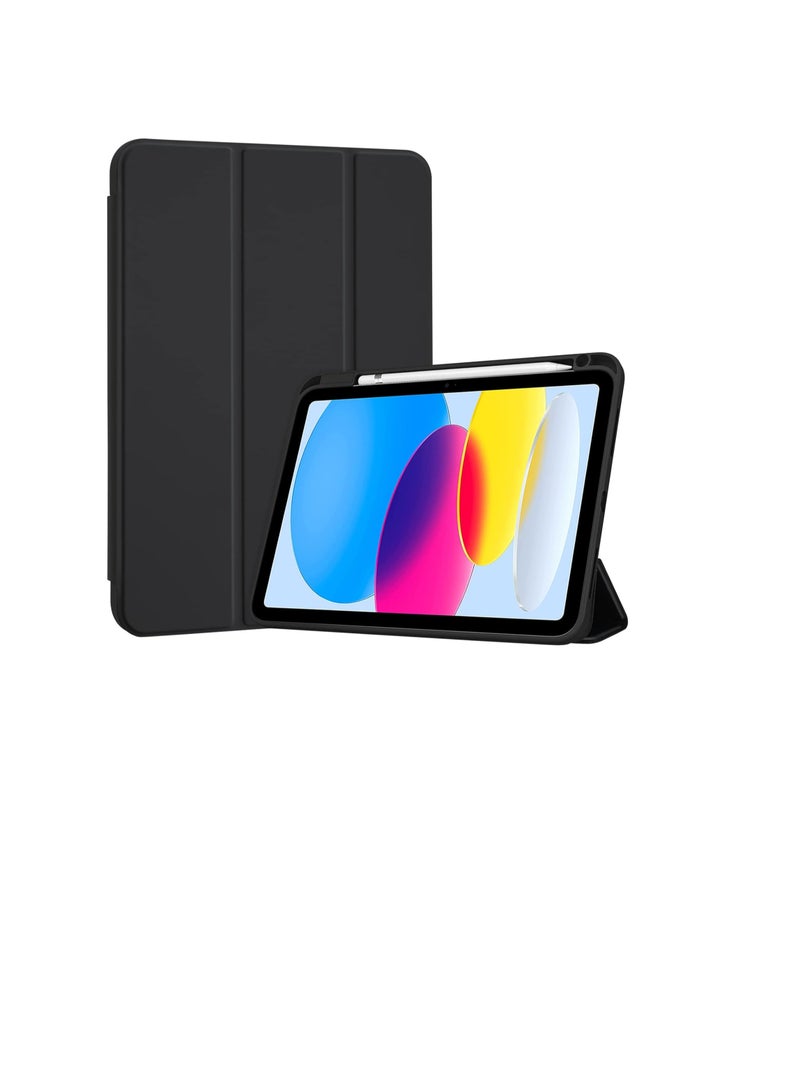 iPad 10th Gen Case 2022 10.9-inch Case, Slim Stand Hard Back Protective Smart Cover with Pencil Holder for iPad 10th Generation 10.9” 2022 Release A2696 A2757 A2777 -Black - Image 1
