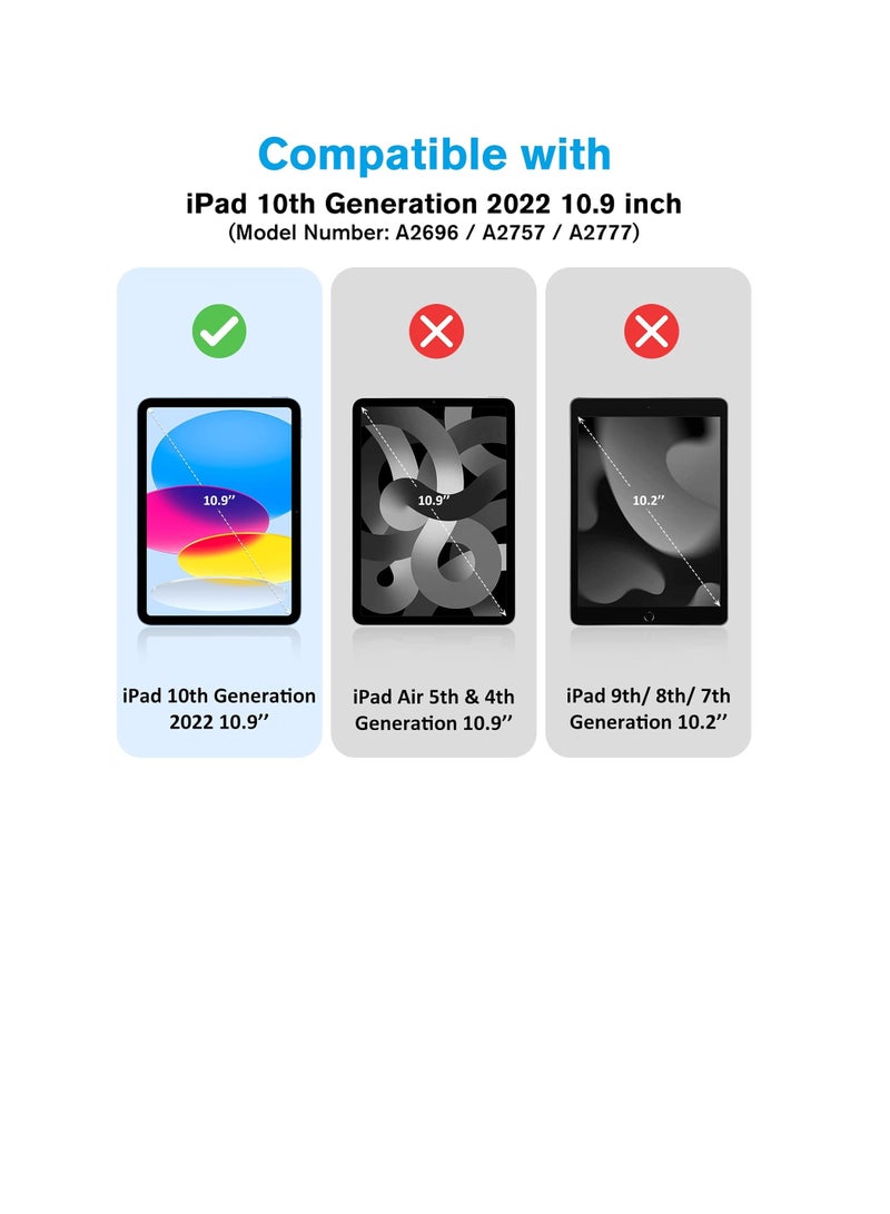 iPad 10th Gen Case 2022 10.9-inch Case, Slim Stand Hard Back Protective Smart Cover with Pencil Holder for iPad 10th Generation 10.9” 2022 Release A2696 A2757 A2777 -Black - Image 3